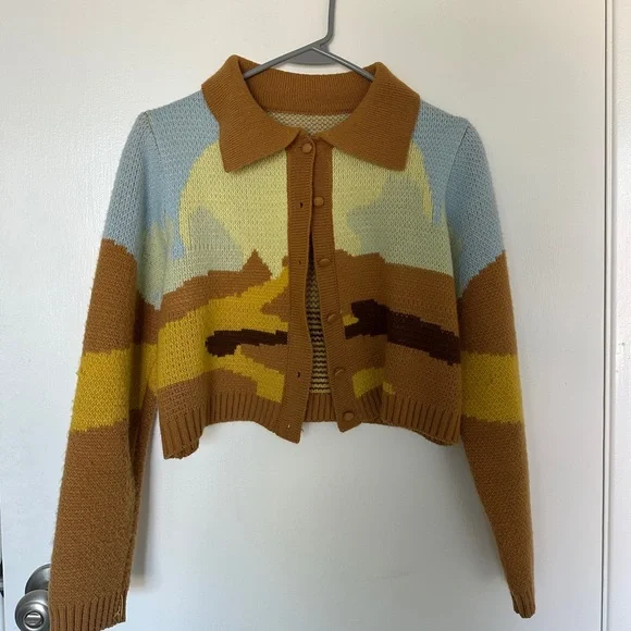 Colorful Women's Cropped Sweater - Picture 1 of 3